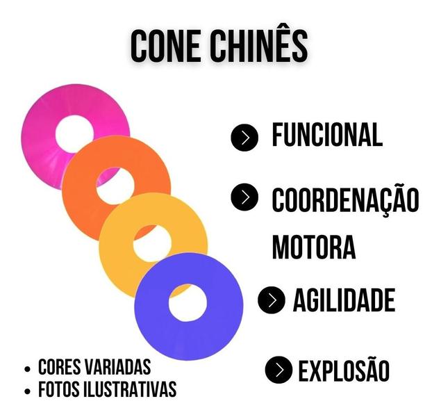 Imagem de Kit 20 Cone Chinês Treino Funcional Agilidade 