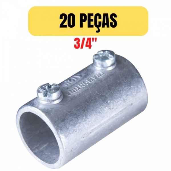 Imagem de Kit 20 conector unidut aluminio luva sem rosca 3/4 tramontina