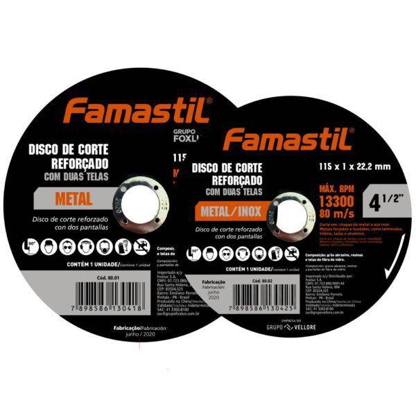 Imagem de Kit 20 Discos Corte 115x1x22,2mm Metal/inox Famastil