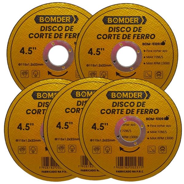 Imagem de Kit 20 Discos Corte Esmilhadeira 4,5" 115 mm Aço E Ferro BOM5109