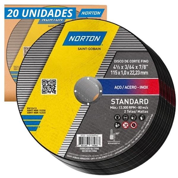 Imagem de Kit 20 Discos De Corte Standard 115X1.0X22.23 Norton