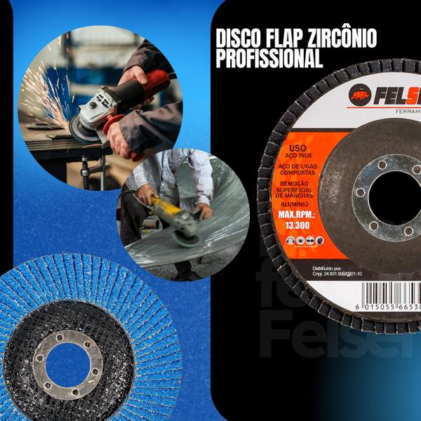 Imagem de Kit 20 Discos Flap Lixa Desbaste Lixadeira Esmerilhadeira Metal Madeira Ferro 4,1/2 115mm ALTA QUALIDADE