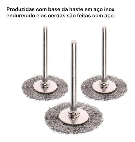 Imagem de Kit 20 Escovas De Aço Circular Disco Micro Retifica Dremel 