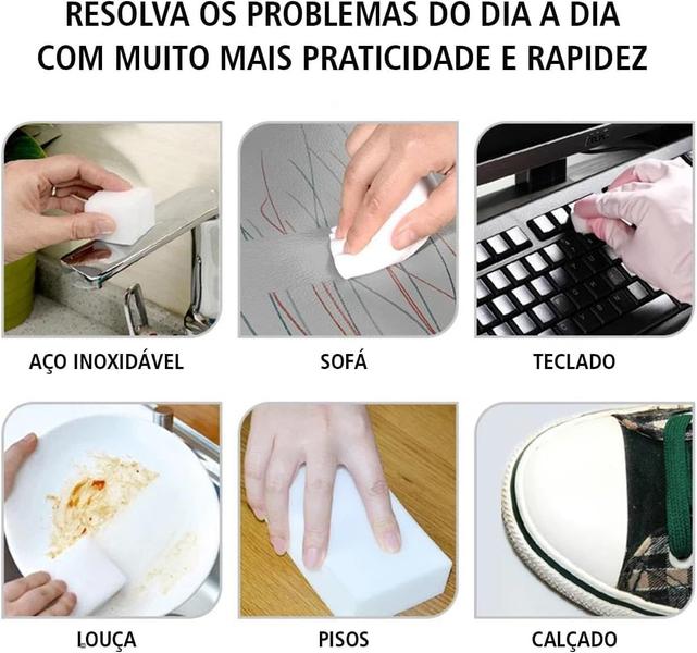 Imagem de Kit 20 Esponja Mágica Bucha Melamina Tira Mancha Original Desengordura Limpeza