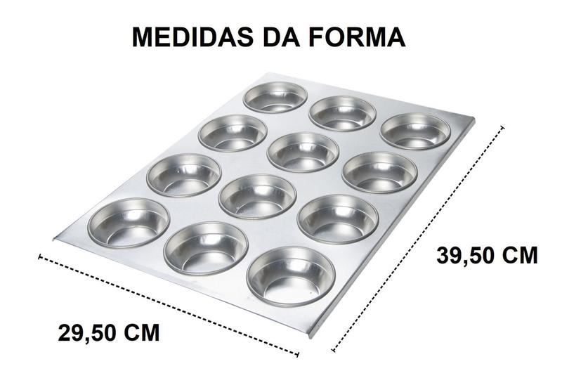 Imagem de Kit 20 Formas 12 cavidades em flandres pão de queijo cupcake muffin salgados doces