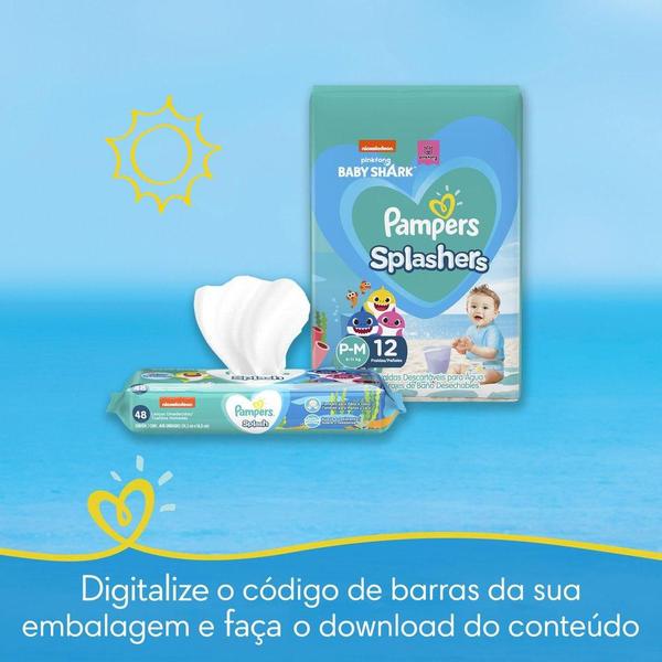 Imagem de Kit 20 Fraldas Pampers para Água Splashers Baby Shark G-XG