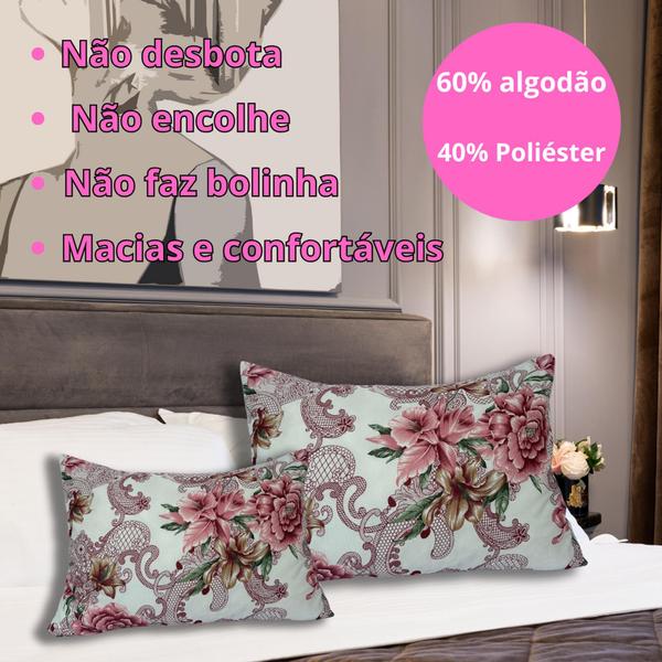 Imagem de Kit 20 Fronhas (10 pares) Estampadas Para Travesseiros 50x70cm Coloridas