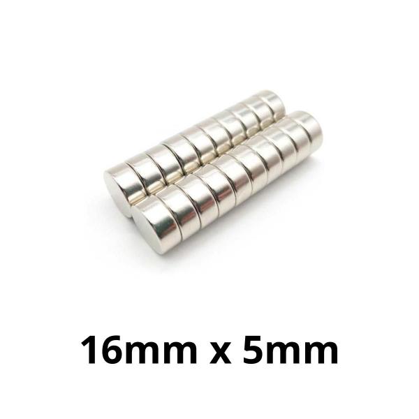 Kit 20 Imã Neodímio Disco Magnético N35 16x5mm Super Forte Potente Redondo - All Tech Imagem de Kit 20 Imã Neodímio Disco Magnético N35 16x5mm Super Forte Potente Redondo