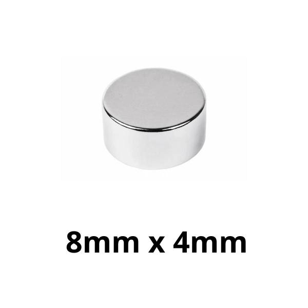 Imagem de Kit 20 Imã Neodímio Disco Magnético N35 8 x 4 mm Super Forte Potente Redondo