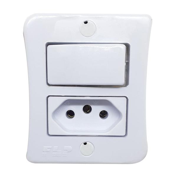 Imagem de Kit 20 Interruptor Simples 1 Tecla + Tomada 20A 2p+t Externo Sobrepor Com Espelho Branco Bivolt 127v e 250v Linha Viena