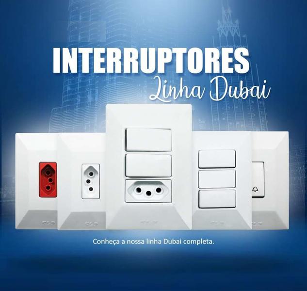 Imagem de Kit 20 Interruptor Simples 3 Teclas 10A Linha Dubai Bivolt 127v e 250v Com Placa Espelho Branco