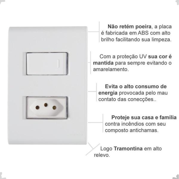 Imagem de Kit 20 Interruptor + Tomada 20A 4X2 Embutir Liz Tramontina