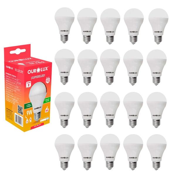 Imagem de Kit 20 Lâmpada Led Bulbo 9w Branco Frio (6500k) - Ourolux