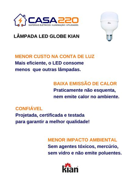 Imagem de Kit 20 Lâmpadas Led 30W E27 6500K Branca Fria Bivolt Kian