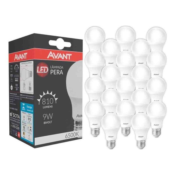 Imagem de Kit 20 Lâmpadas Led Avant 9w 6500k Bivolt - Branco Frio