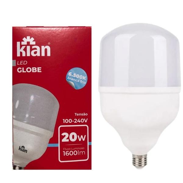 Imagem de Kit 20 Lâmpadas LED Globe 20w Economica  6500k Luz Branca Bivolt