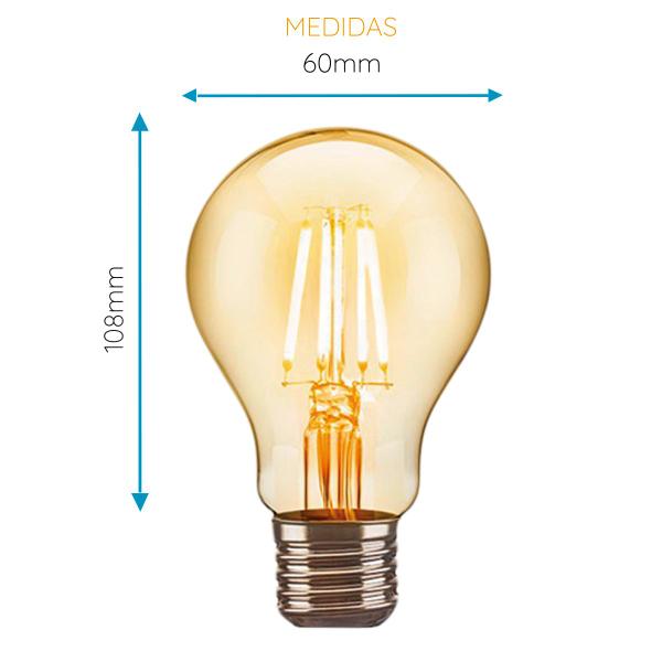 Imagem de Kit 20 Lâmpadas Led Retrô Filamento A60 4w Volter Bivolt E27 2200k 360lm Luz Branco-quente 110v/220v