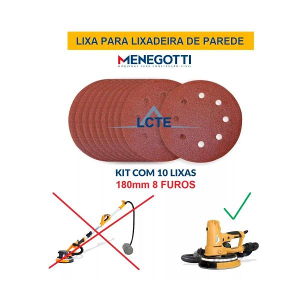 Imagem de Kit 20 Lixas P Lixadeira De Parede 180mm Gramatura 100 E 150
