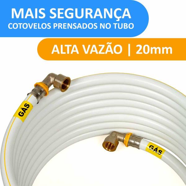 Imagem de Kit 20 Metros 20mm ALTA VAZÃO Tubo PEX GÁS Multicamadas + 2 Cotovelos