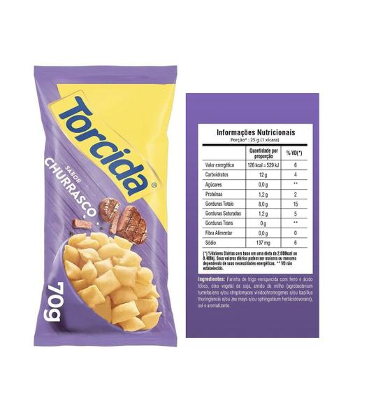 Kit 20 Pacotes Salgadinho Torcida Sabor Churrasco 70g Lucky Imagem de Kit 20 Pacotes Salgadinho Torcida Sabor Churrasco 70g Lucky