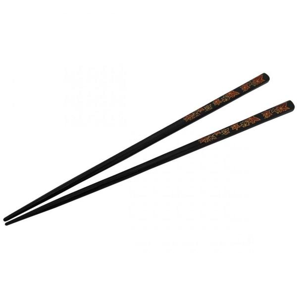 Imagem de Kit 20 Pares de Hashi para Comida Japonesa em Poliestireno 22 Cm Preto Decorado  Nihon Shikko 