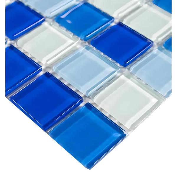 Imagem de Kit 20 Pastilhas Autocolante Cristal Resinada Azul e Branco 30x30cm