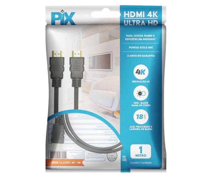 Kit 20 pçs - cabo hdmi 1 metro - 2.0mhz 4k 19 pinos - pix Imagem de Kit 20 pçs - cabo hdmi 1 metro - 2.0mhz 4k 19 pinos - pix