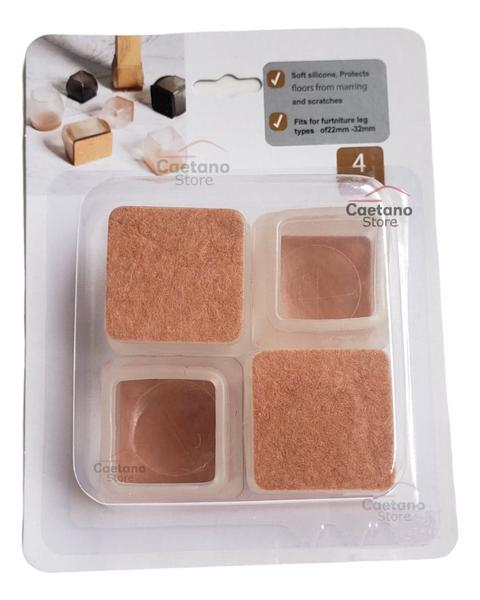 Imagem de Kit 20 Pçs Proteção Pé Da Cadeira Moveis Quadrado 2,2 A 3cm