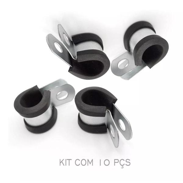 Imagem de Kit 20 Peças Abraçadeira Emborrachada 16mm - Furo 6mm