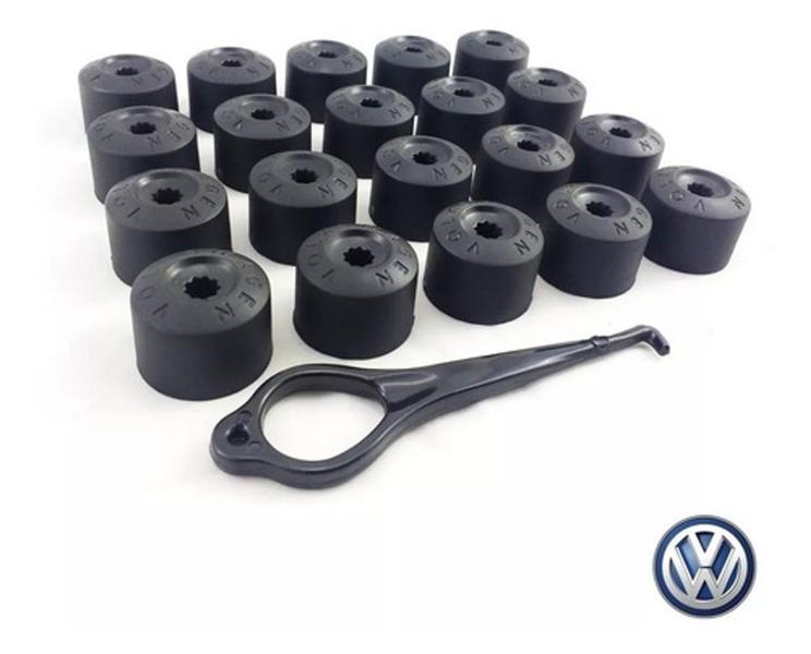 Kit 20 Peças Capa Parafuso' Pt* Roda Gol 2007 2008 2009 2010 - Vw Imagem de Kit 20 Peças Capa Parafuso' Pt* Roda Gol 2007 2008 2009 2010
