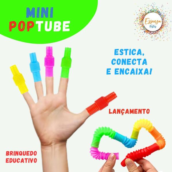 Imagem de Kit 20 Peças Mini Pop Tube Sensorial Brinquedo Educativo Tubo Descompressão Fidget Toys