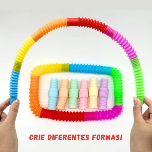 Imagem de Kit 20 Peças Mini Pop Tube Sensorial Brinquedo Educativo Tubo Descompressão Fidget Toys