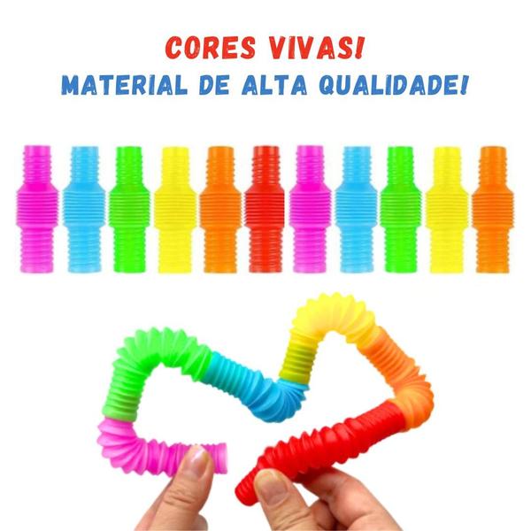 Imagem de Kit 20 Peças Mini Pop Tube Sensorial Brinquedo Educativo Tubo Descompressão Fidget Toys