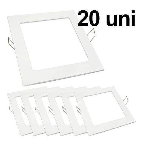 Imagem de Kit 20 Plafon Led Quadrado Embutir 12w 17x17cm Branco Frio