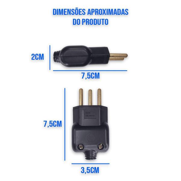 Imagem de Kit 20 Plug Macho 20A 2P+T 250V Pino Prensa Ilumi