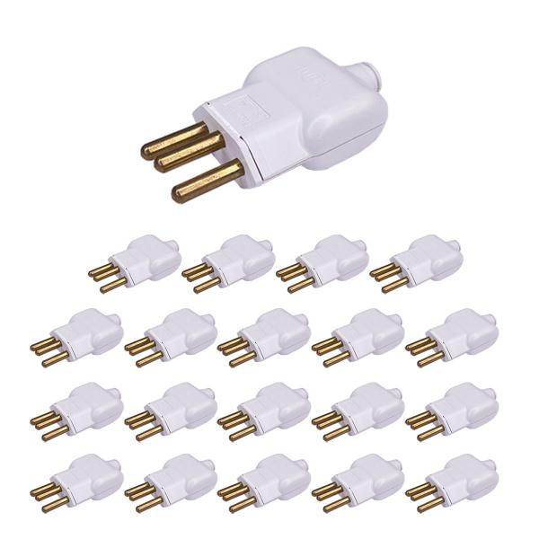 Imagem de Kit 20 Plug Macho 20A 2P+T 250V Pino Prensa Ilumi