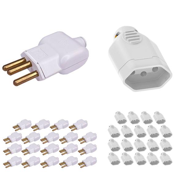 Imagem de Kit 20 Plug Pino Macho 20a 2P+T com 20 Tomada Fêmea 20a 2P+T