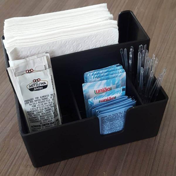 Kit 20 Porta Sachês Guardanapo Açúcar Organizadores Bancada Preto - Coza Imagem de Kit 20 Porta Sachês Guardanapo Açúcar Organizadores Bancada Preto