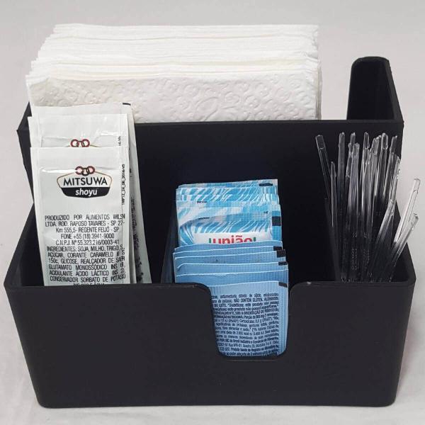 Kit 20 Porta Sachês Guardanapo Açúcar Organizadores Bancada Preto - Coza Imagem de Kit 20 Porta Sachês Guardanapo Açúcar Organizadores Bancada Preto