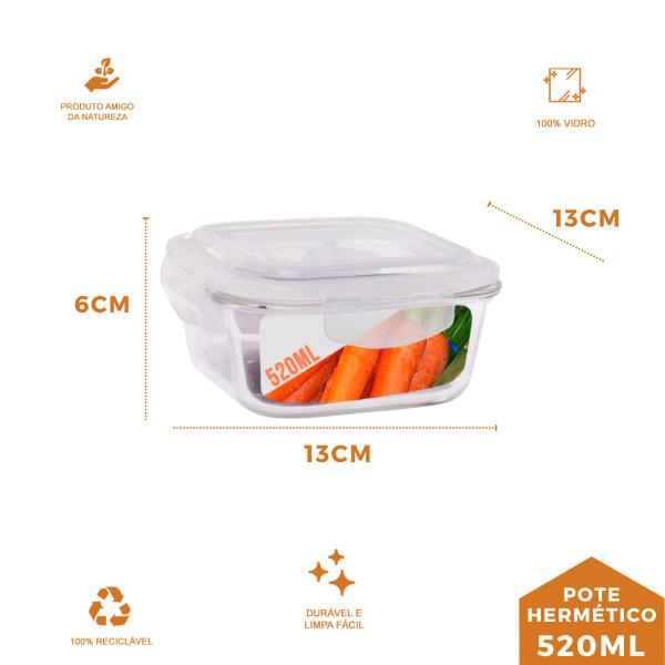 Kit 20 Pote de Vidro Hermético Mantimento Tampa 4 Travas 520ml - QUALITY HOUSE Imagem de Kit 20 Pote de Vidro Hermético Mantimento Tampa 4 Travas 520ml