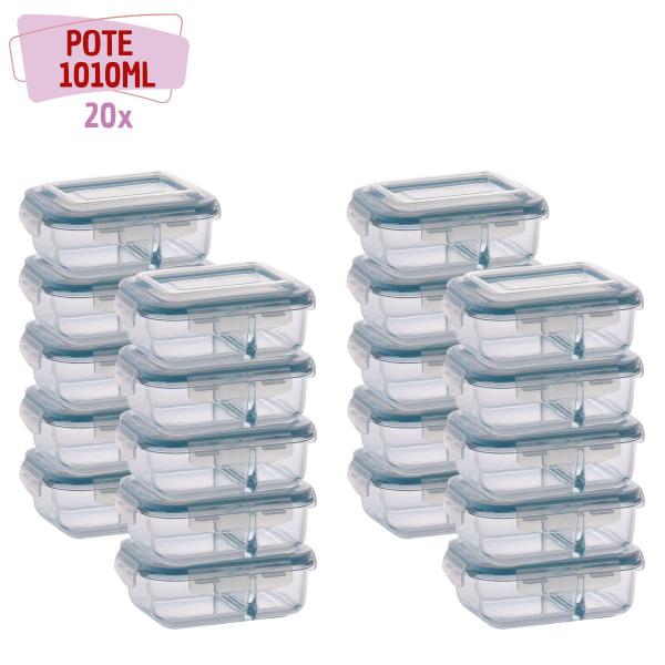 Kit 20 Pote Vidro Hermético para Mantimentos Divisória 1010ml - QUALITY HOUSE Imagem de Kit 20 Pote Vidro Hermético para Mantimentos Divisória 1010ml