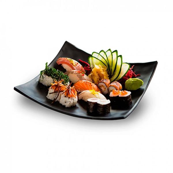 Kit 20 Pratos 15 Cm Quadrado Concavo Preto para Sushi em Melamina / Plastico Bestfer Imagem de Kit 20 Pratos 15 Cm Quadrado Concavo Preto para Sushi em Melamina / Plastico Bestfer