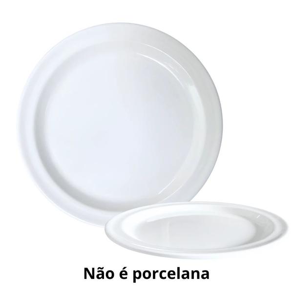 Imagem de Kit 20 Pratos de Sobremesa Branco de 18 Cm em Melamina Premium ( Plastico )  Bestfer 