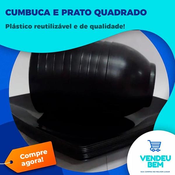 Imagem de Kit 20 Pratos Preto Quadrado + 20 Cumbuca 400Ml -Atacados