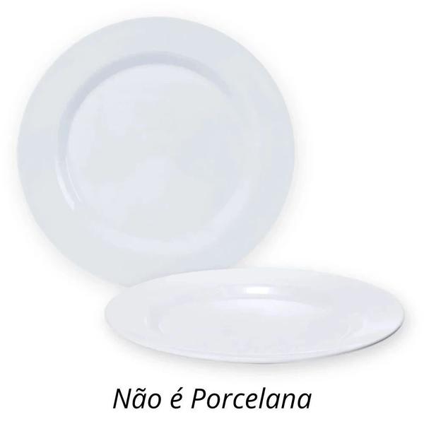 Imagem de Kit 20 Pratos Rasos em Melamina / Plastico com 28 Cm Branco + 20 Pratos Sobremesa  Bestfer 