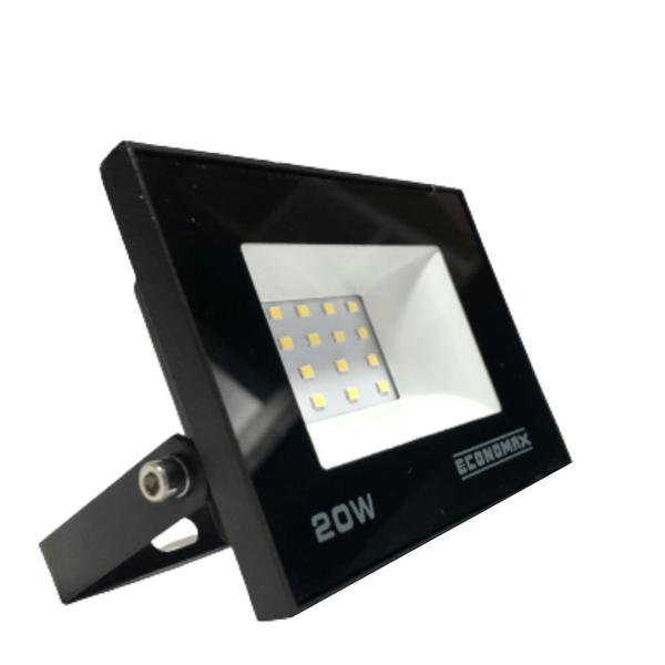 Kit 20 Refletor LED 20W Luz Branca Biv Holofote Prova Dágua - Economax Imagem de Kit 20 Refletor LED 20W Luz Branca Biv Holofote Prova Dágua