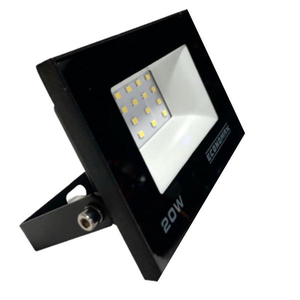 Kit 20 Refletor LED 20W Luz Branca Biv Holofote Prova Dágua - Economax Imagem de Kit 20 Refletor LED 20W Luz Branca Biv Holofote Prova Dágua