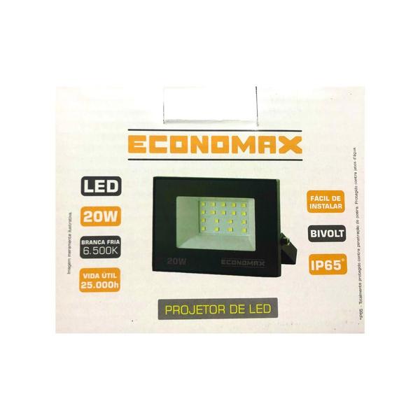 Kit 20 Refletor LED 20W Luz Branca Biv Holofote Prova Dágua - Economax Imagem de Kit 20 Refletor LED 20W Luz Branca Biv Holofote Prova Dágua