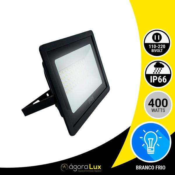 Imagem de Kit 20 Refletor Led Holofote 400w Branco Frio Ip66 Bivolt Para Quintal Area Condominio Empresa uso Externo