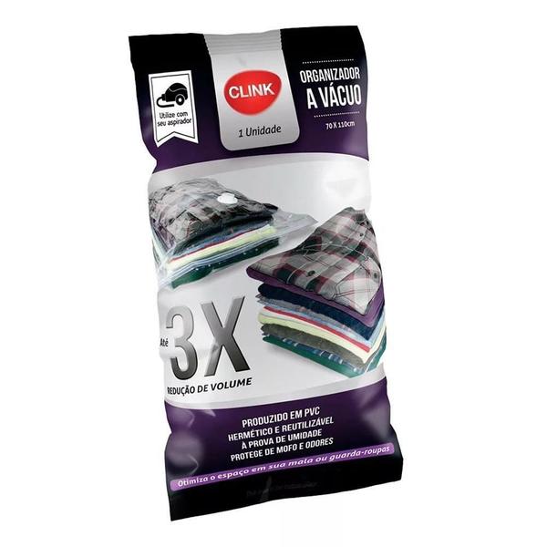 Kit 20 Saco Organizador Vácuo Edredom Cobertor Roupas 70X110 - Clink Imagem de Kit 20 Saco Organizador Vácuo Edredom Cobertor Roupas 70X110